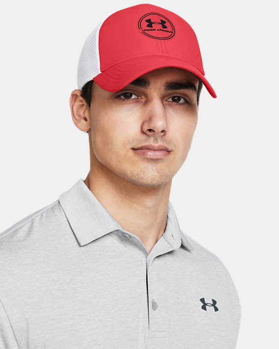 หมวกแก๊ป UA Iso-Chill Driver Mesh สำหรับผู้ชาย in Red image number 2